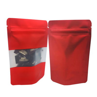 خرید مواد غذایی درجه قرمز ورق آلومینیوم ایستاده کیسه با پنجره مستطیل با زیپ online manufacture