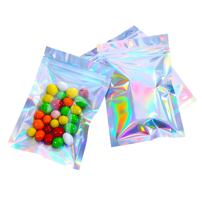 خرید 4*6 اینچ گرما مهر و موم اشک شکاف بالا ورق آلومینیوم هولوگرافیک Mylar Zipper کیسه برای مواد غذایی جواهرات آرایش ذخیره سازی online manufacture