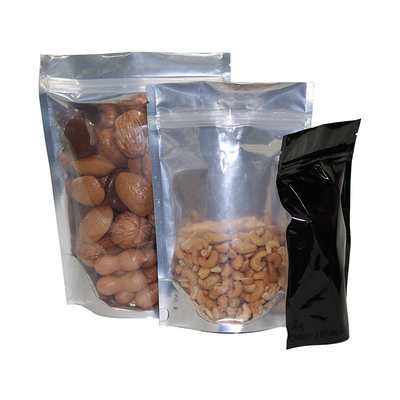 خرید بسته بندی قابل تنظیم خالي جلو فولیک آلومینیوم شفاف بایستید کیسه Ziplock کیسه برای غذا online manufacture